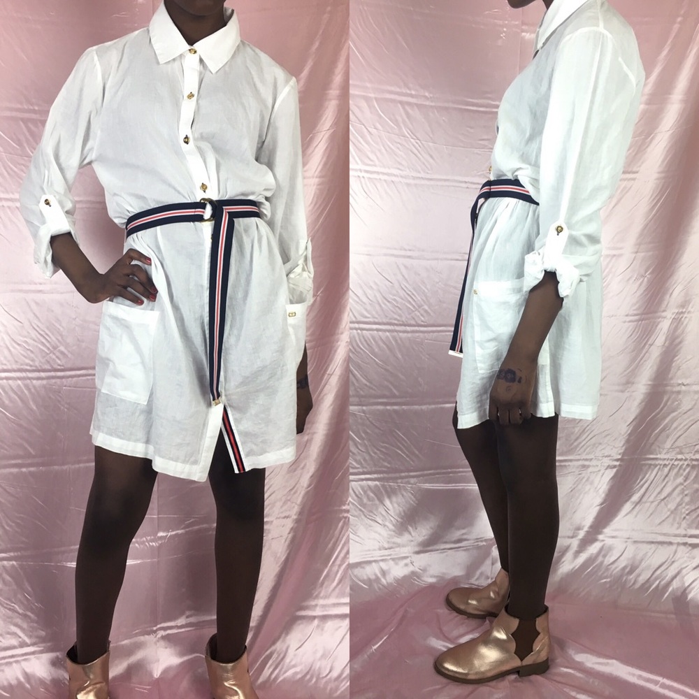 Tommy Hilfiger Belted Button Up Shirt Dress