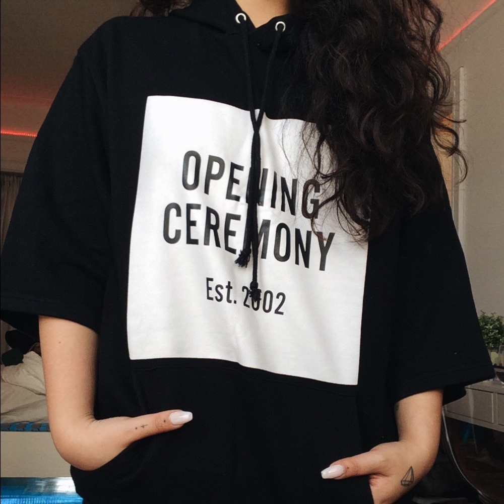 Opening ceremony hoodie w 3/4 length sleeve