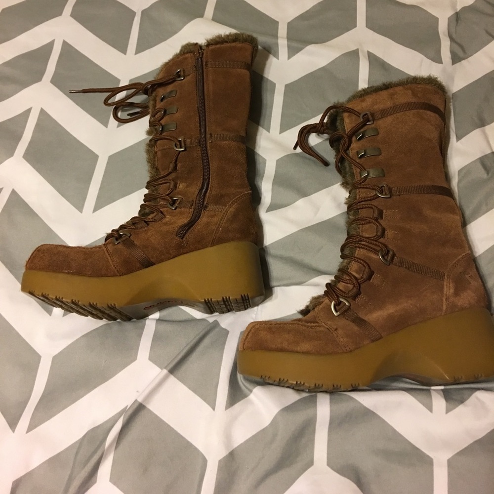 Brown lace-up boots