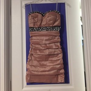 Blush body con semi formal dress