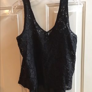 Black Lacey Hi-low Sleeveless Top