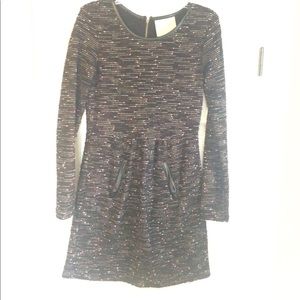 Black long sleeve dress, zipper back