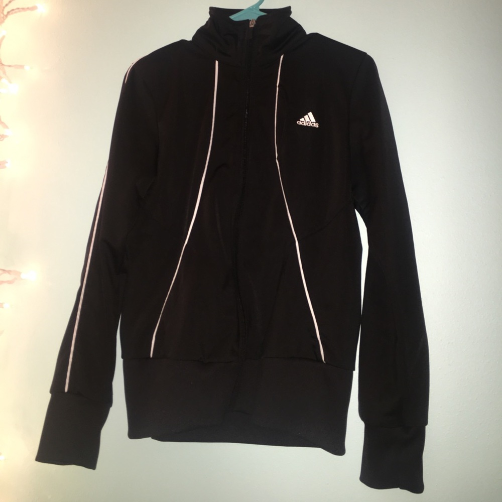 adidas black track jacket zip up