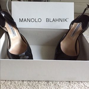 Black Manolo Blahnik sling backs