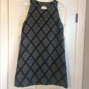 Black, grey and gold cocktail dress, sleeveless