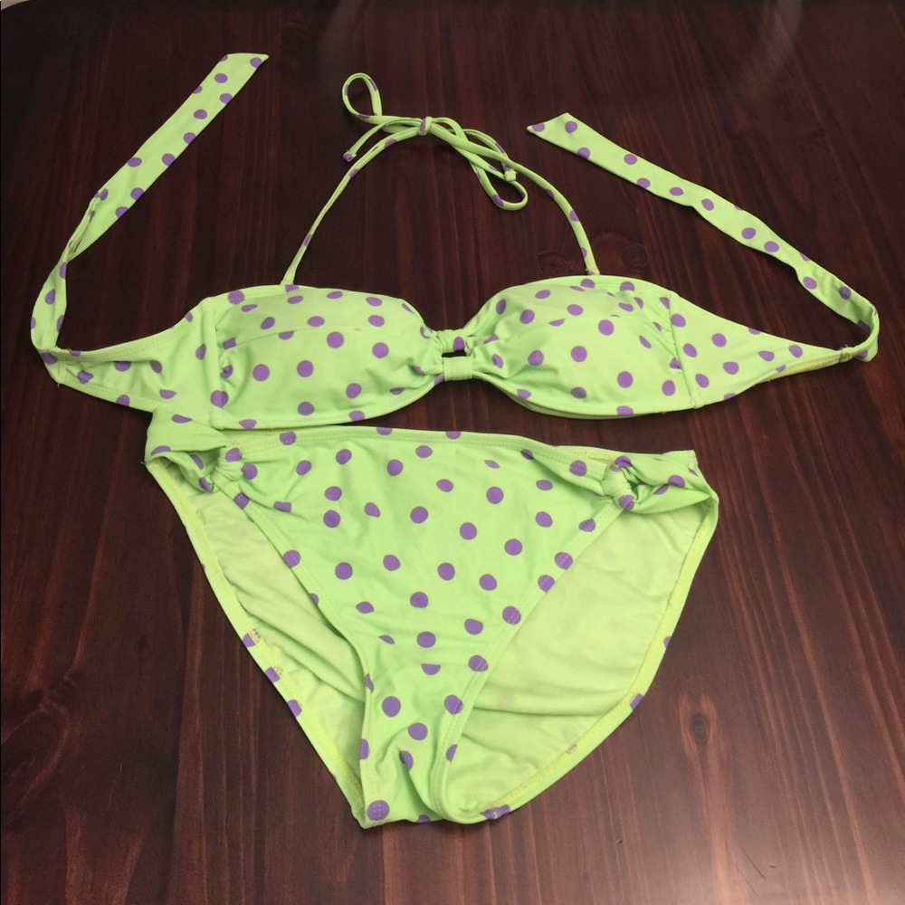 Green and Purple Bikini top L bottom XL