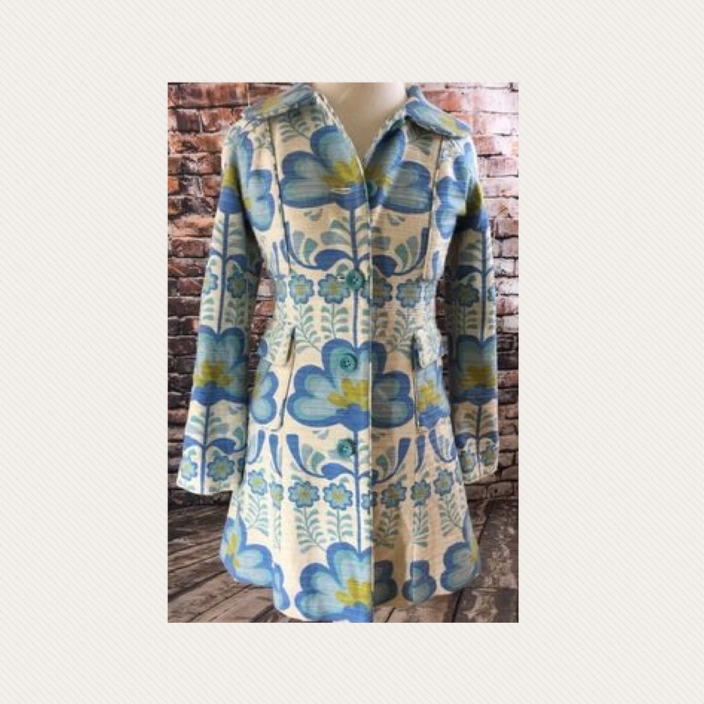 Anthropologie spring floral coat by Elevensies Sz8