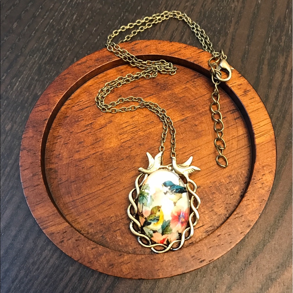 💙💎Flirty Girly Bird Floral🌺Necklace💎💙Antique - Picture 3 of 8