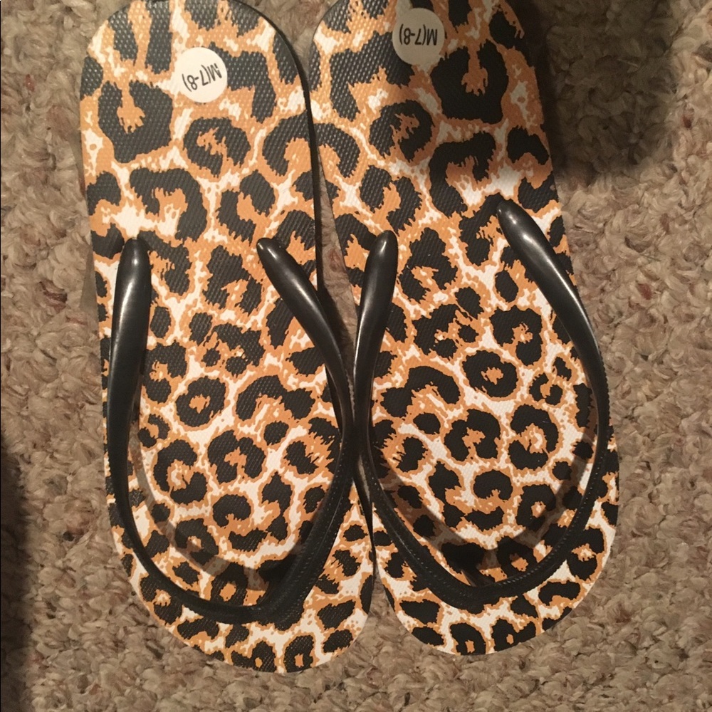 Leopard Print Flip Flops