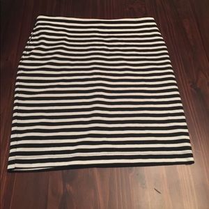 Black and White stripped knee length skirt