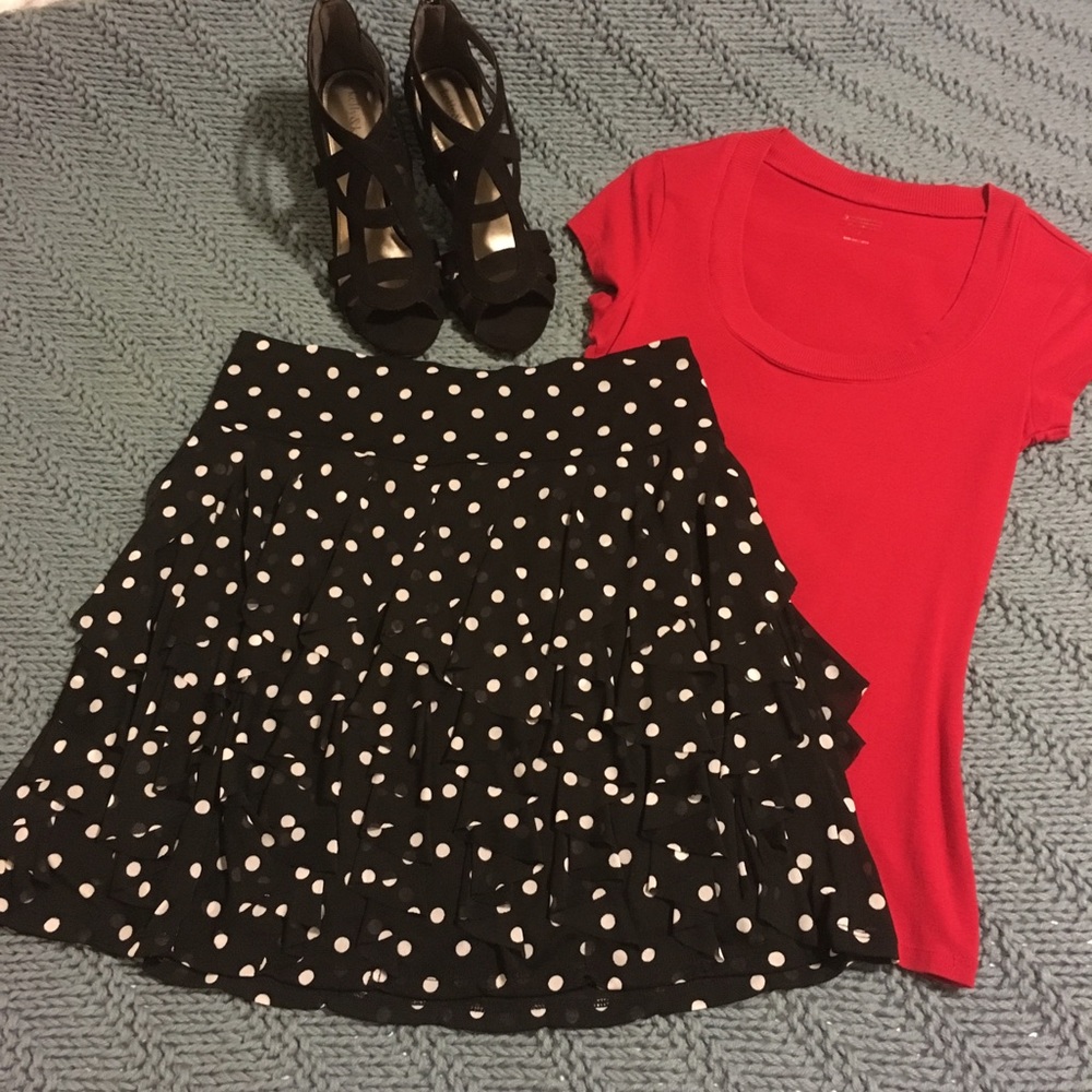 INC Polka Dot Ruffle Skirt - Picture 2 of 4