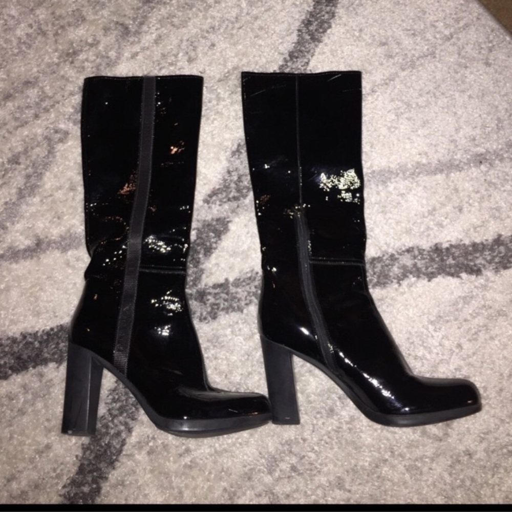 Black patent leather boots
