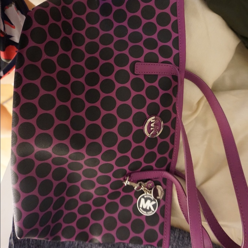 Michael kors polka dot tote 