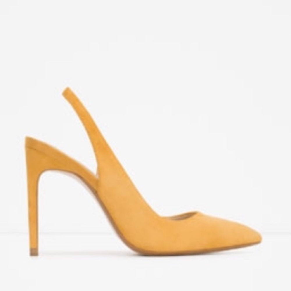 Zara - Slingback leather high heel, 38EUR , 8 US