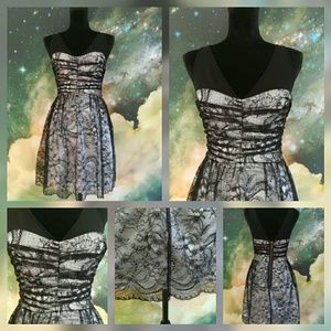 BeBe Black Floral Lace Party Dress