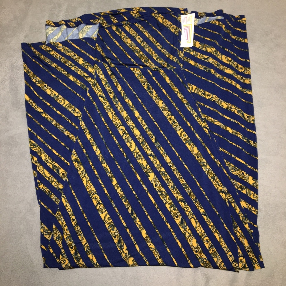 Large Mustard & Navy LulaRoe Maxi