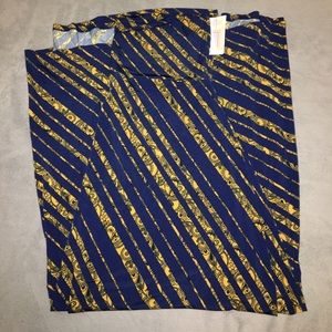 Large Mustard & Navy LulaRoe Maxi
