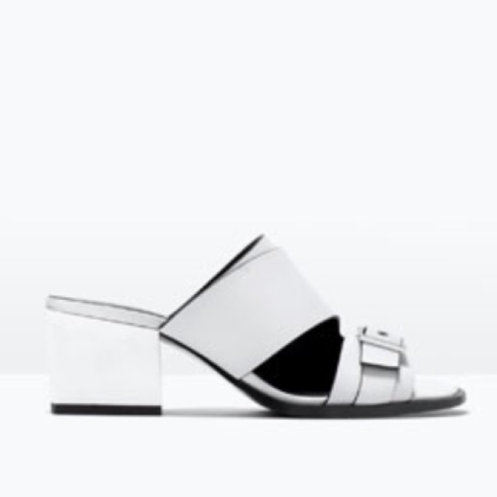 Zara - leather heel sandals, 38 EUR ,7.5 US