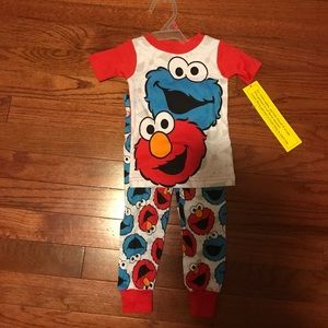 Cookie monster and Elmo pajamas
