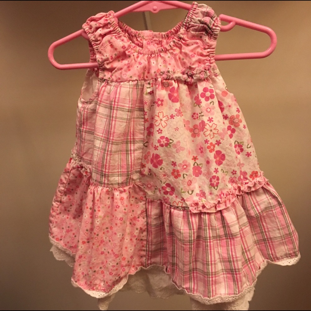 Childrens Place patchwork pink dress