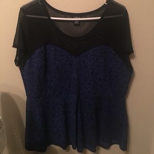 Blue & black cheetah peplum top from TORRID.