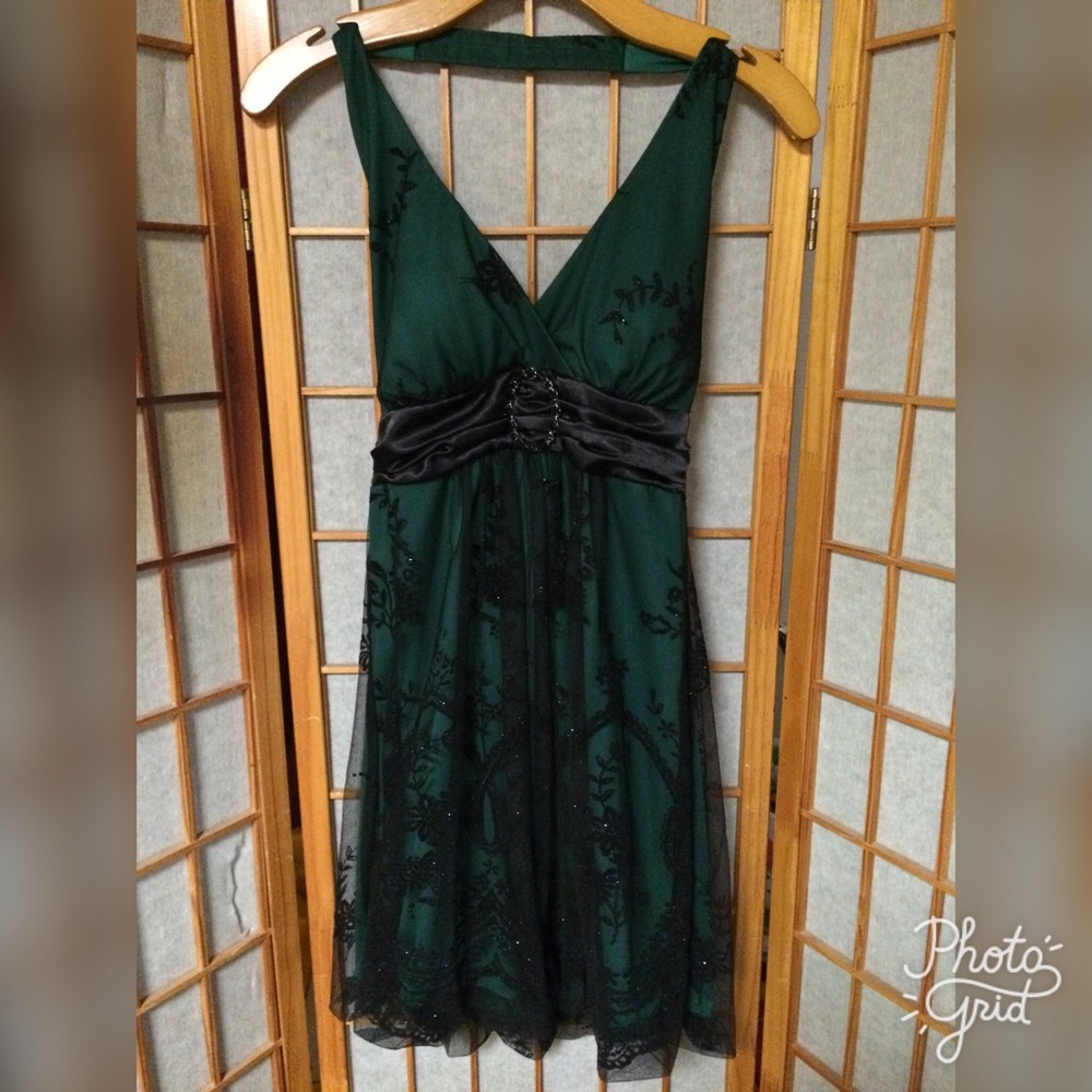 Green / Black mini Halter Top dress