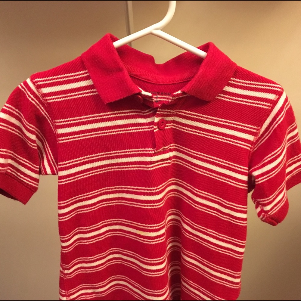 Land's End red/white striped polo shirt