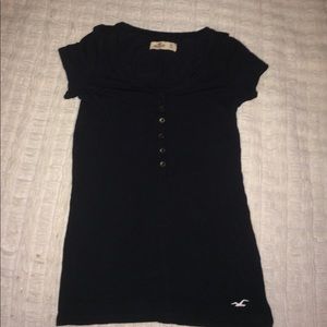 Hollister navy blue button tee