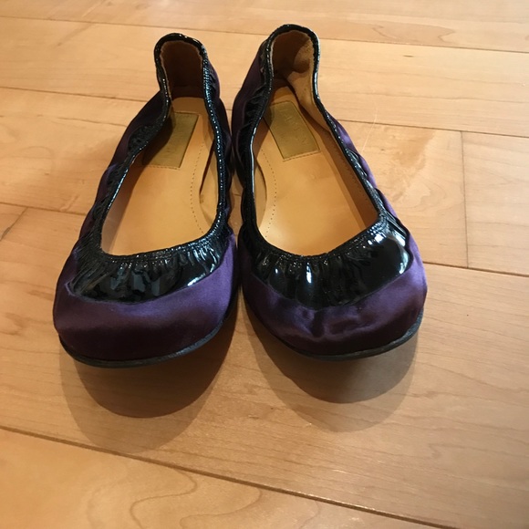 Vintage Lanvin flats in aubergine/black. Size 39. - Picture 1 of 8
