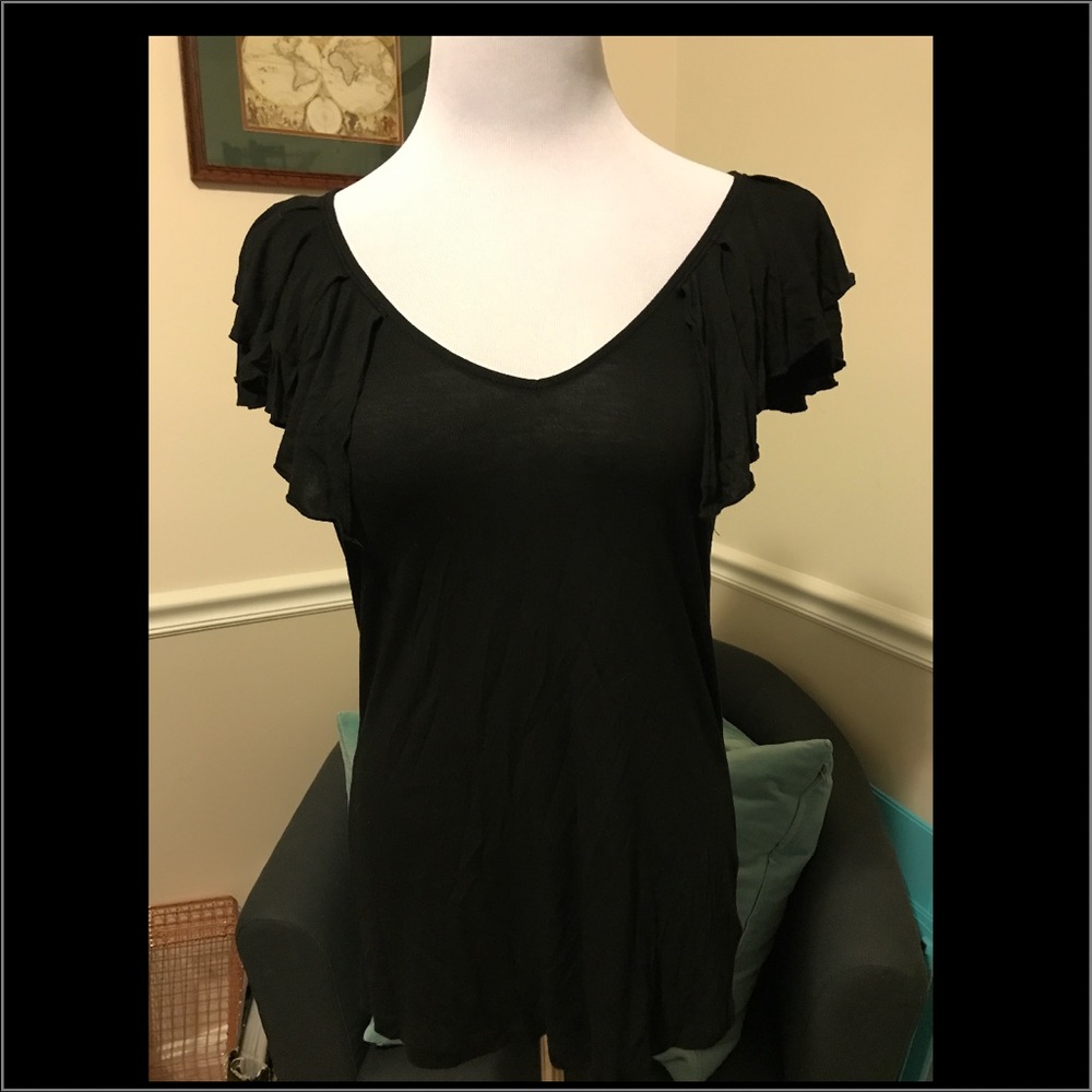 Black ruffed top