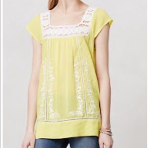 Anthropologie Yellow Embroidered Top Anthropologie Yellow Embroidered Top