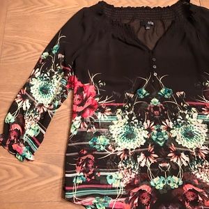 Black and floral blouse