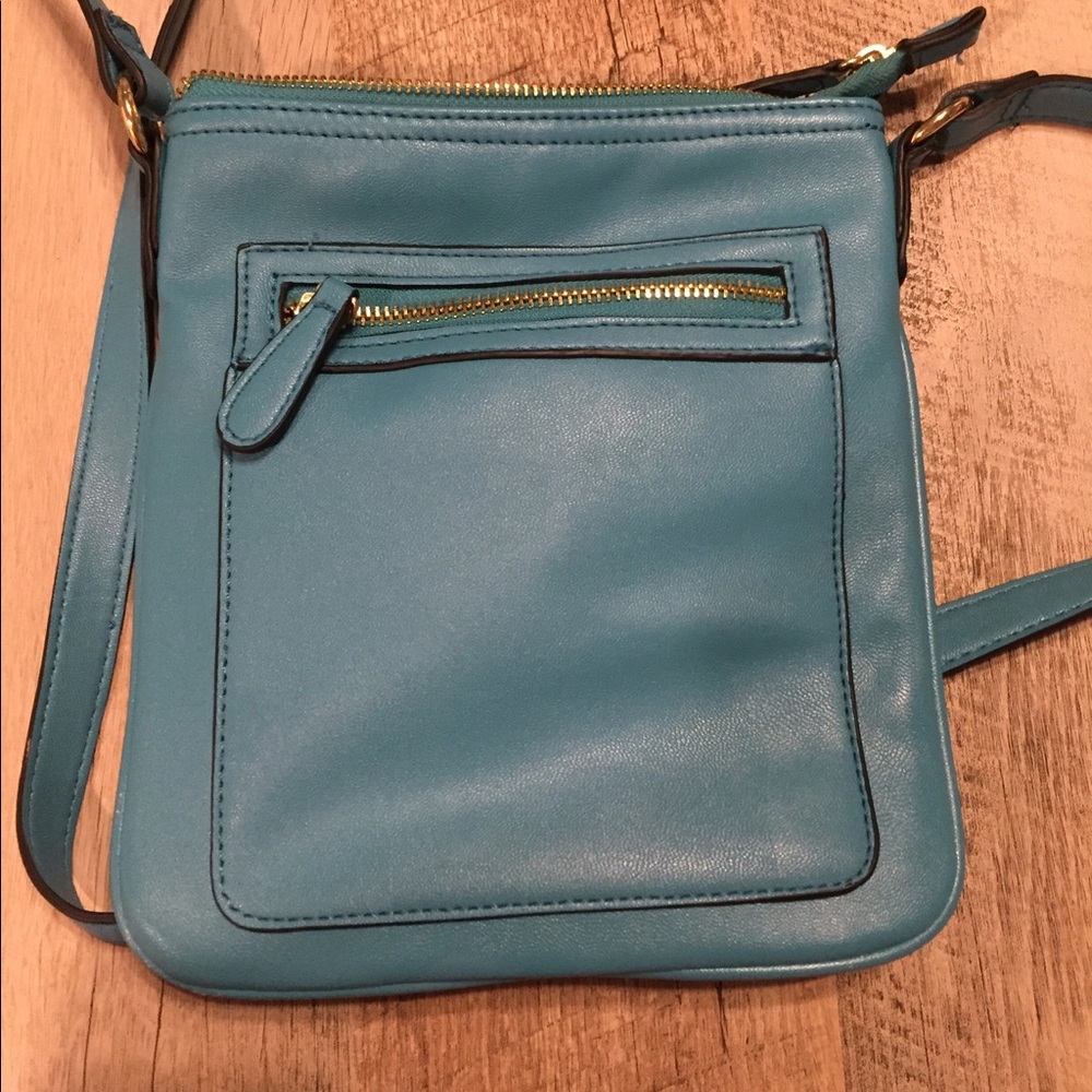 Blue Pleather Crossbody Purse
