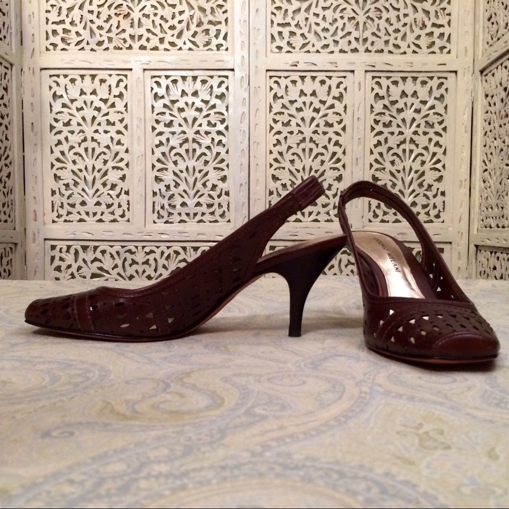 Melani Cut Out Leather Sling back pumps