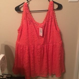 Peachy/orange peplum lace tank top from TORRID