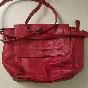 T Tahari Red Leather cross body purse