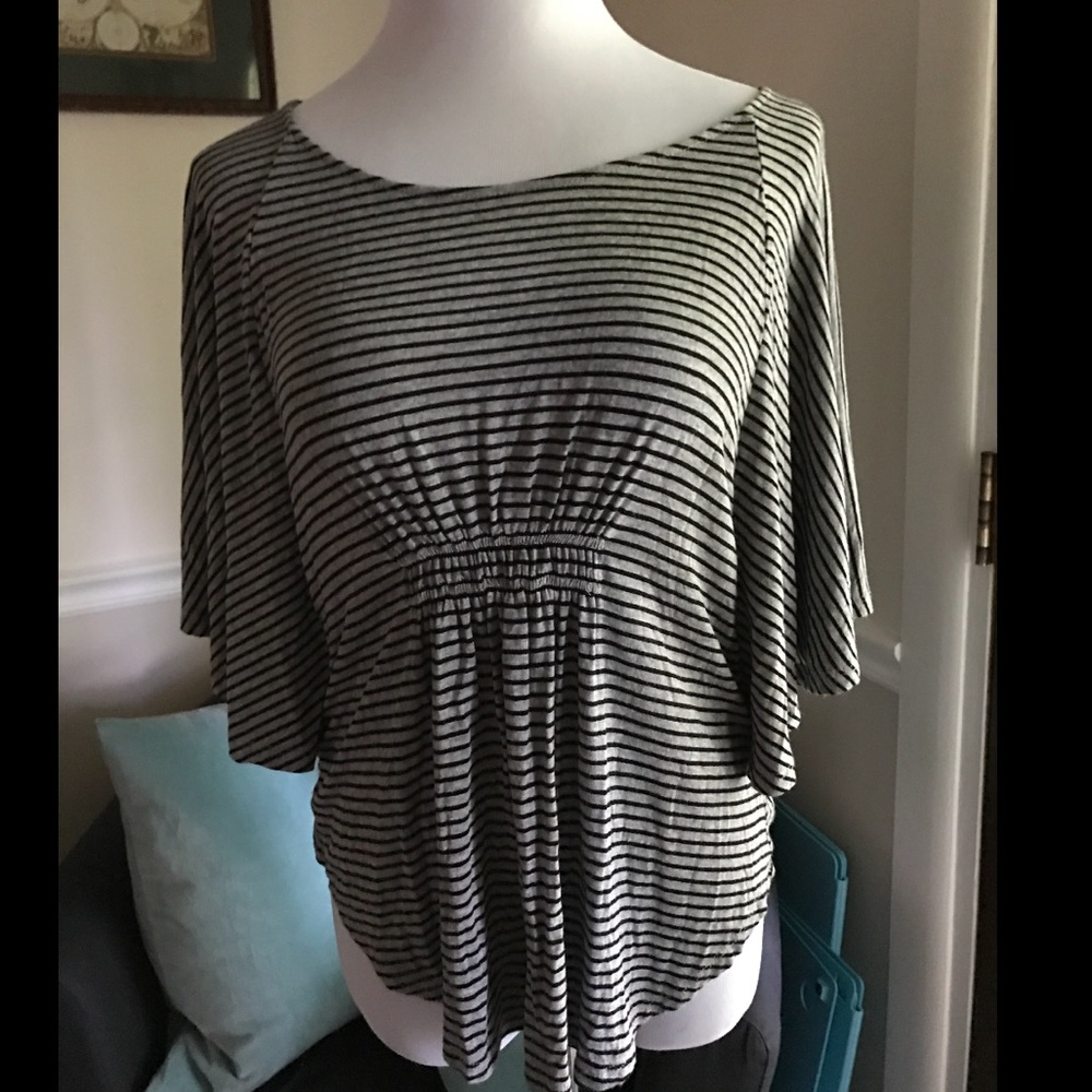 Striped top with cinched middle
