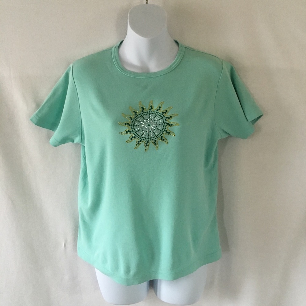 MiNt RHinEst0ne InCan Sun mint grEen tEe