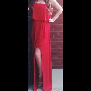Lipstick red BCBG Max Azria Gown with slit