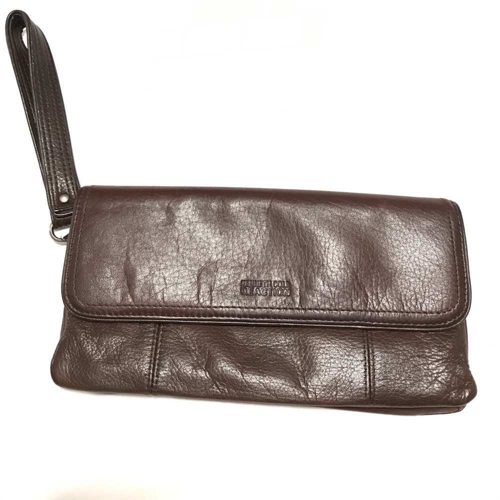 Kenneth Cole Reaction dark brown leather clutch