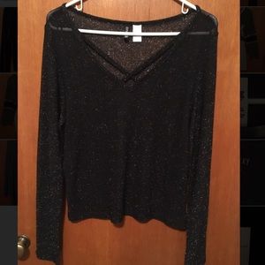 Black sparkle mesh crop top