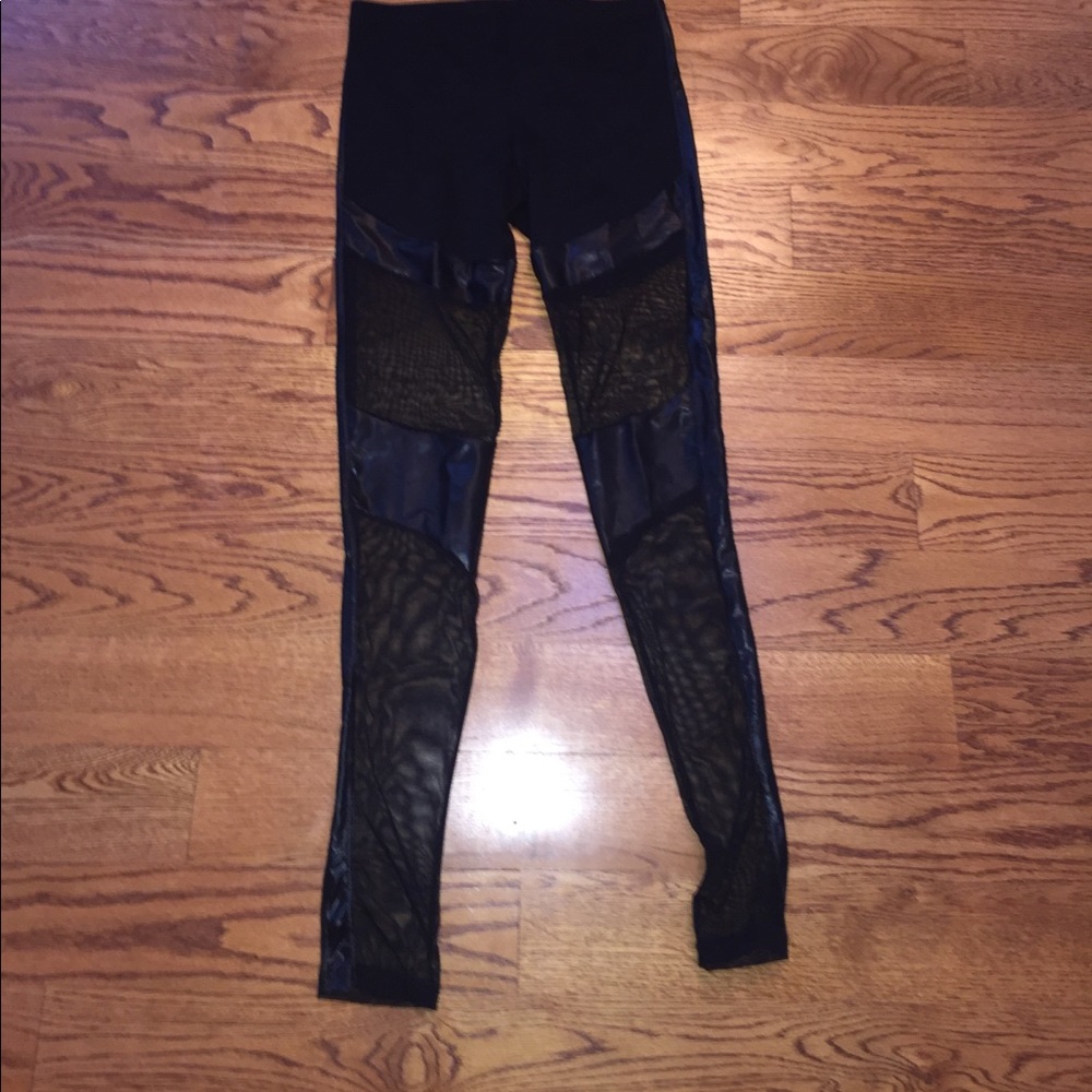 Edgy Mesh/Faux Leather Leggings