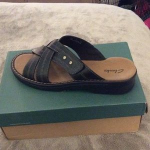 Clarks Patty Georgia Black Leather Sandals