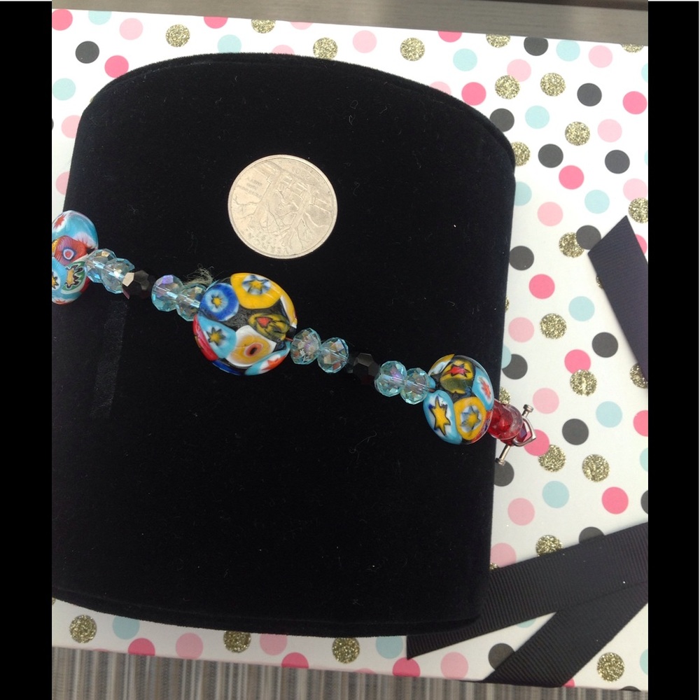 Handcrafted Lampwork Crystal  Beaded bracelet.