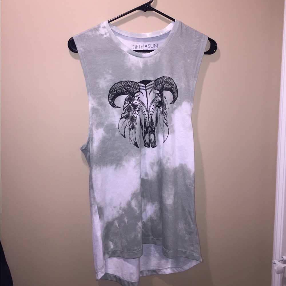 Green and white tie dye tank top