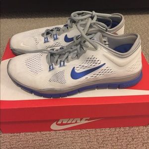 White and blue nikes