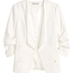 H&M White Textured Blazer