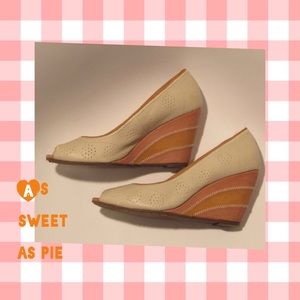 Anthropologie ivory with rose and marigold wedge 8