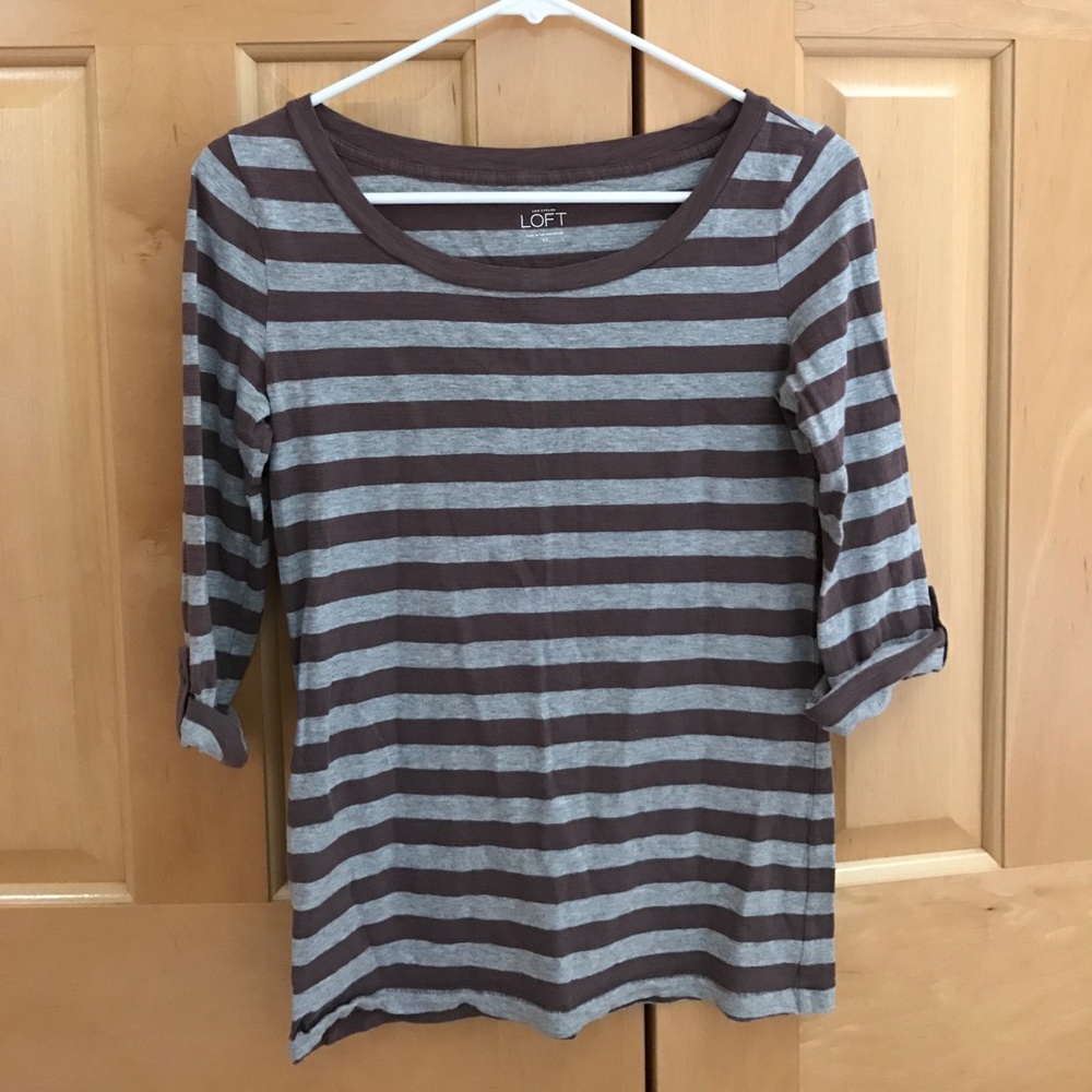 LOFT 3/4 sleeved striped tee