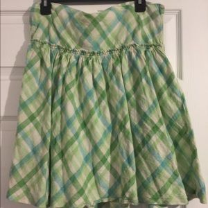 Ann Taylor Loft green blue plaid skirt sz 14P